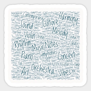 Melody Music Orchestra Silhouette Shape Text Word Cloud Sticker